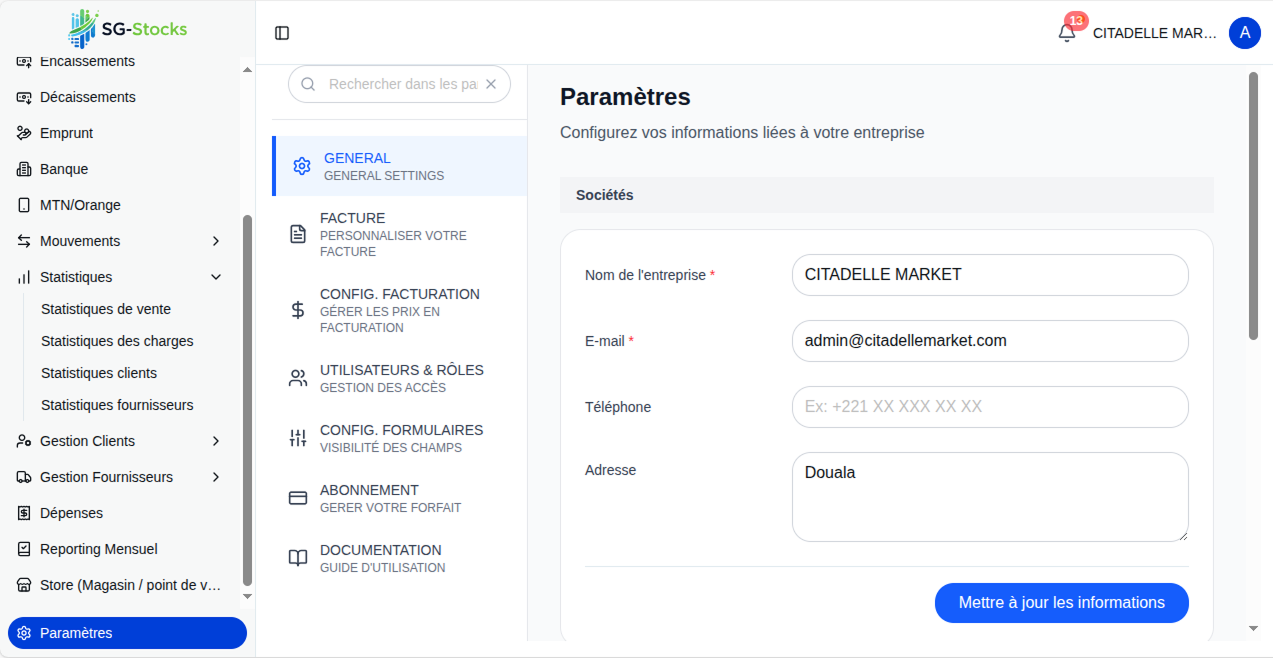 Paramétres