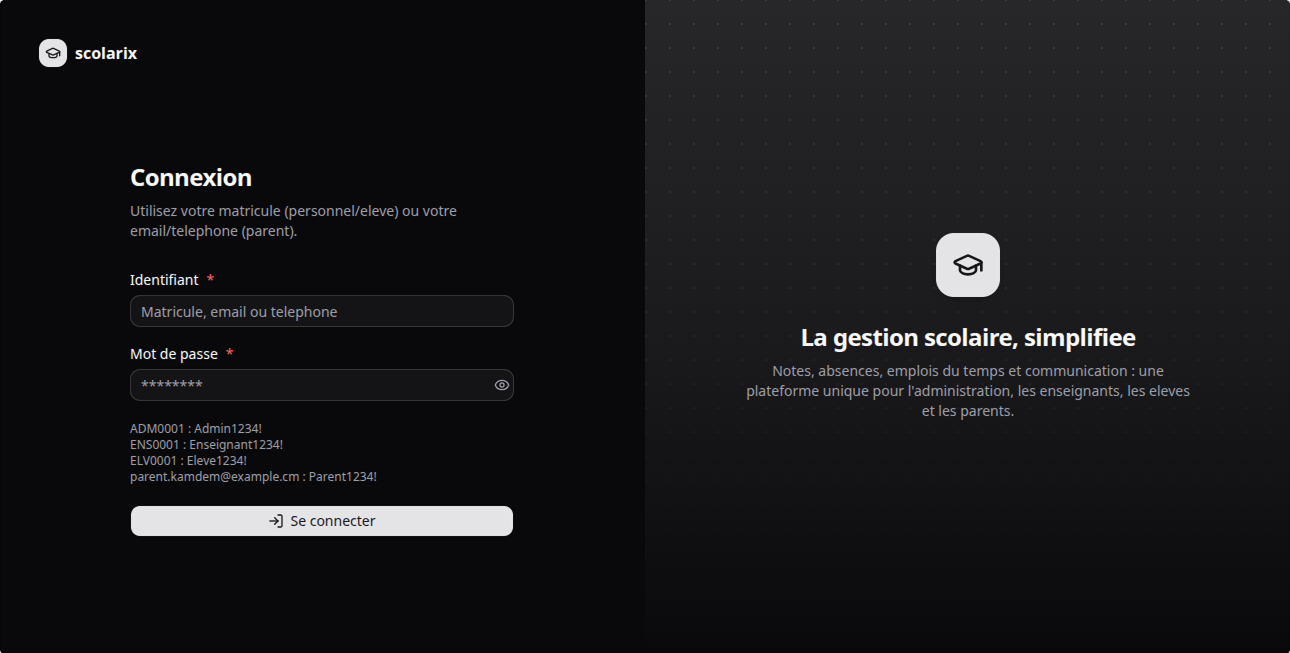 Page de connexion