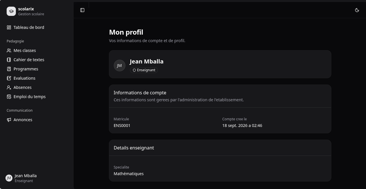 Profil utilisateur