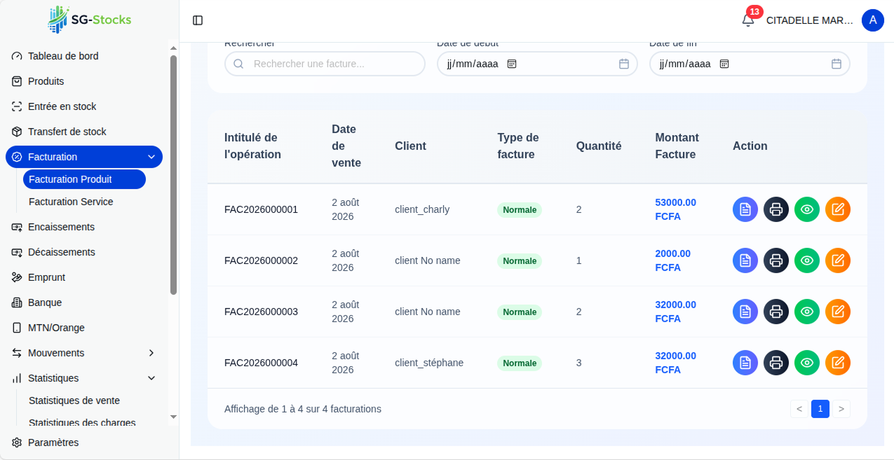 Module de facturation